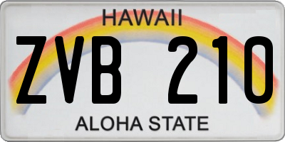 HI license plate ZVB210