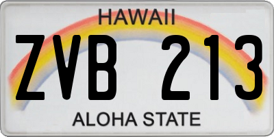 HI license plate ZVB213