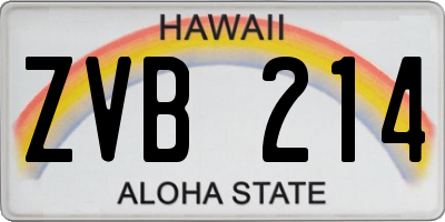 HI license plate ZVB214