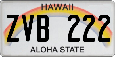 HI license plate ZVB222