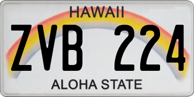 HI license plate ZVB224