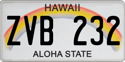 HI license plate ZVB232