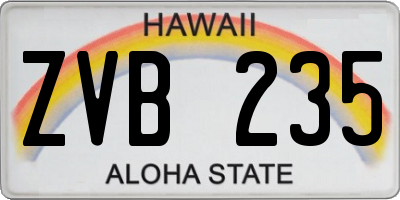 HI license plate ZVB235