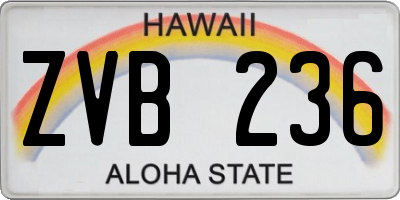 HI license plate ZVB236