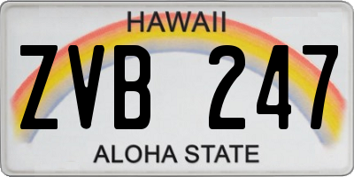 HI license plate ZVB247