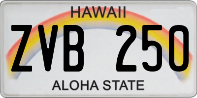 HI license plate ZVB250
