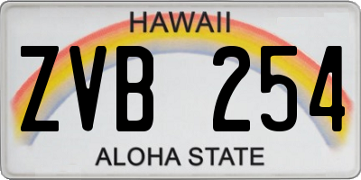 HI license plate ZVB254