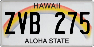 HI license plate ZVB275