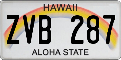 HI license plate ZVB287