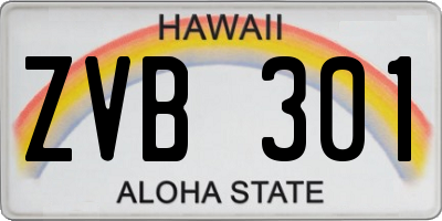 HI license plate ZVB301