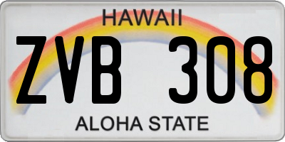 HI license plate ZVB308