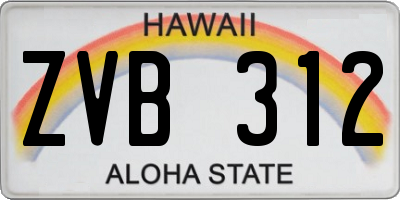 HI license plate ZVB312