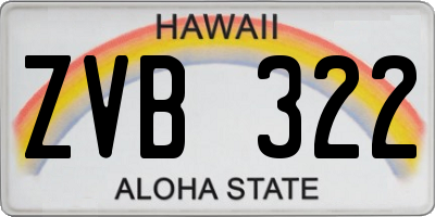 HI license plate ZVB322