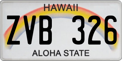 HI license plate ZVB326