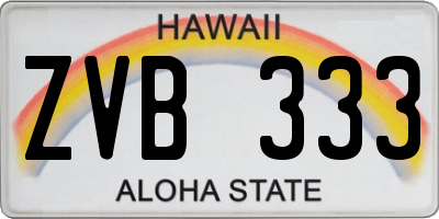 HI license plate ZVB333
