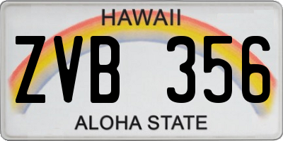 HI license plate ZVB356