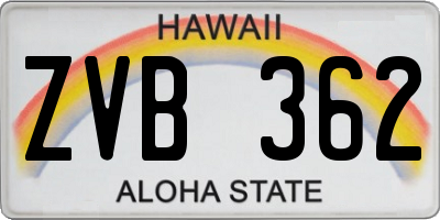 HI license plate ZVB362