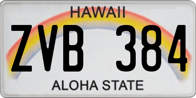 HI license plate ZVB384