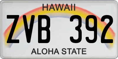 HI license plate ZVB392