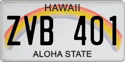 HI license plate ZVB401
