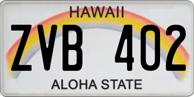 HI license plate ZVB402