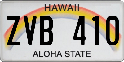 HI license plate ZVB410