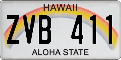 HI license plate ZVB411