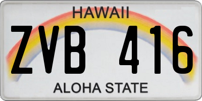 HI license plate ZVB416