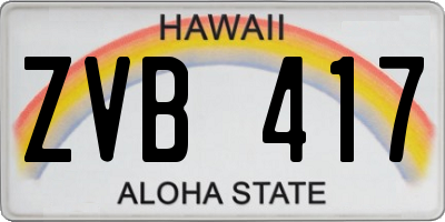 HI license plate ZVB417