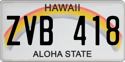 HI license plate ZVB418