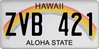 HI license plate ZVB421