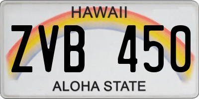HI license plate ZVB450