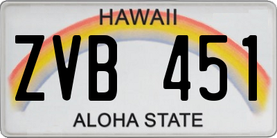 HI license plate ZVB451