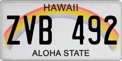 HI license plate ZVB492
