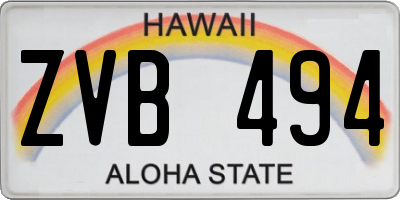 HI license plate ZVB494