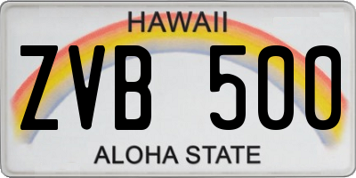 HI license plate ZVB500