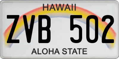 HI license plate ZVB502