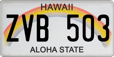 HI license plate ZVB503