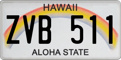 HI license plate ZVB511
