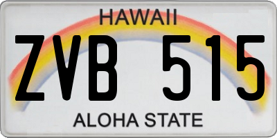 HI license plate ZVB515