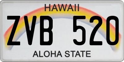 HI license plate ZVB520