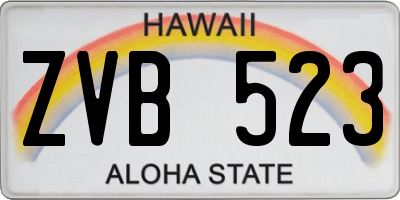HI license plate ZVB523