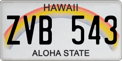 HI license plate ZVB543