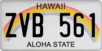 HI license plate ZVB561
