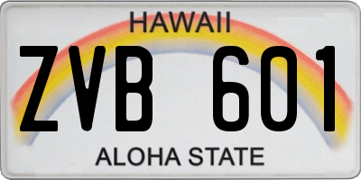 HI license plate ZVB601