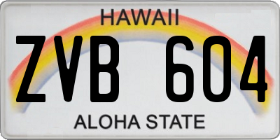 HI license plate ZVB604