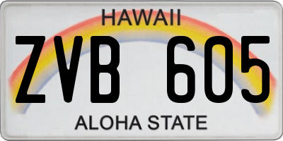 HI license plate ZVB605