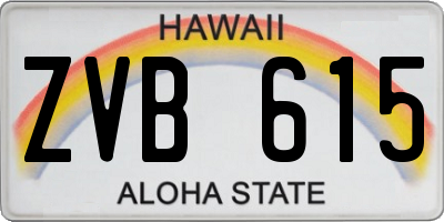 HI license plate ZVB615