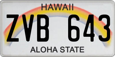 HI license plate ZVB643
