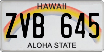 HI license plate ZVB645